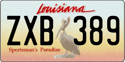 LA license plate ZXB389