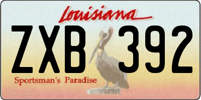 LA license plate ZXB392