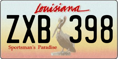 LA license plate ZXB398