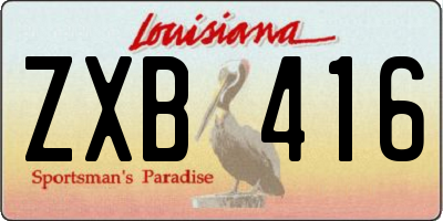 LA license plate ZXB416