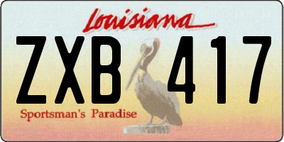 LA license plate ZXB417