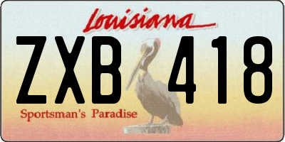 LA license plate ZXB418