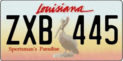 LA license plate ZXB445