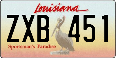 LA license plate ZXB451