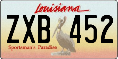 LA license plate ZXB452