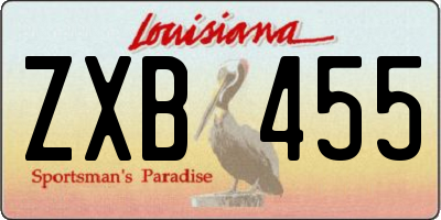 LA license plate ZXB455