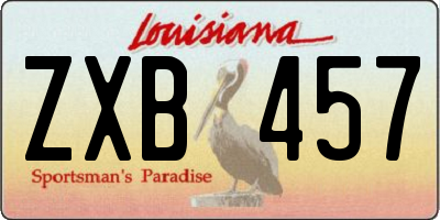 LA license plate ZXB457