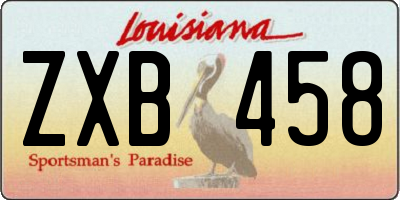 LA license plate ZXB458