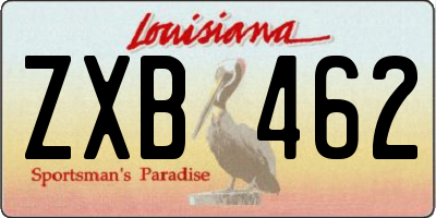 LA license plate ZXB462