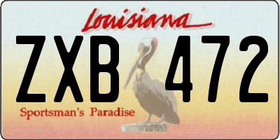 LA license plate ZXB472