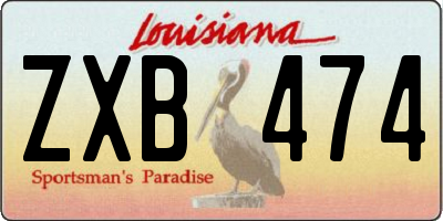 LA license plate ZXB474