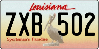 LA license plate ZXB502