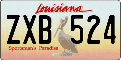 LA license plate ZXB524