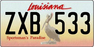 LA license plate ZXB533