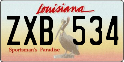 LA license plate ZXB534