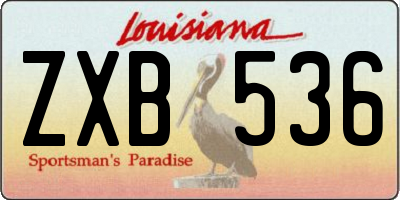 LA license plate ZXB536