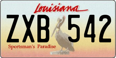 LA license plate ZXB542