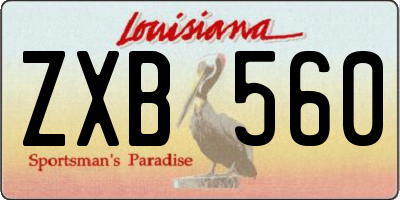 LA license plate ZXB560