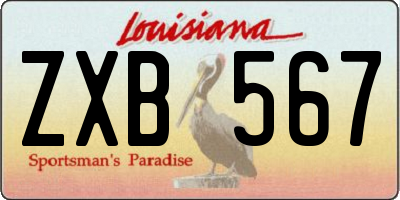 LA license plate ZXB567