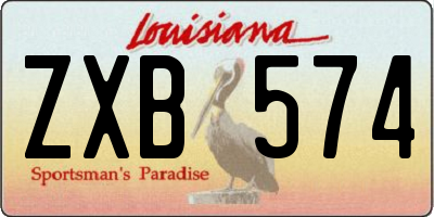 LA license plate ZXB574