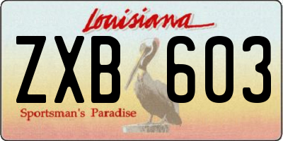 LA license plate ZXB603