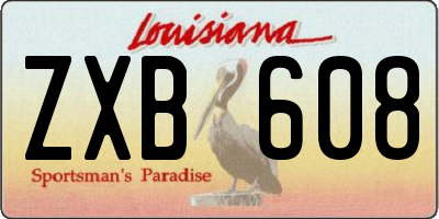 LA license plate ZXB608