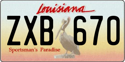 LA license plate ZXB670