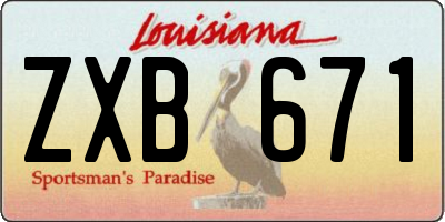 LA license plate ZXB671