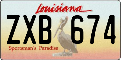 LA license plate ZXB674