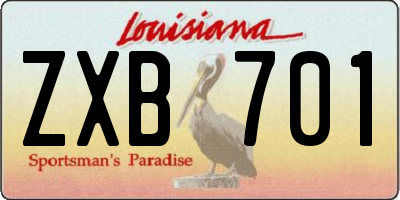 LA license plate ZXB701