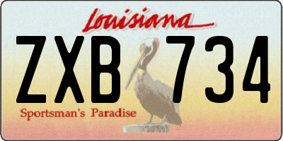 LA license plate ZXB734