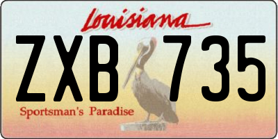 LA license plate ZXB735