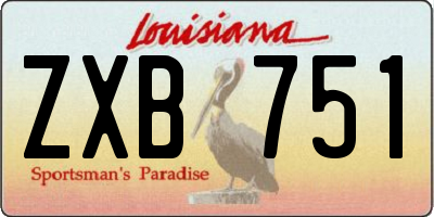 LA license plate ZXB751