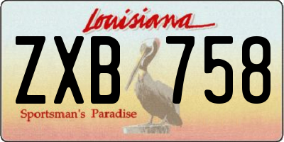 LA license plate ZXB758