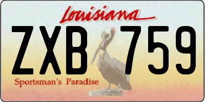 LA license plate ZXB759