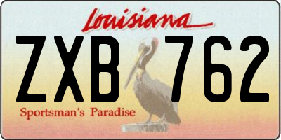 LA license plate ZXB762