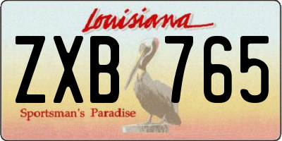 LA license plate ZXB765