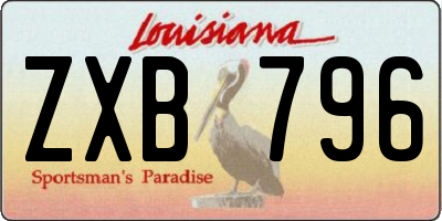 LA license plate ZXB796