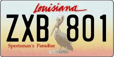 LA license plate ZXB801