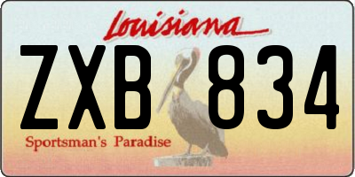 LA license plate ZXB834