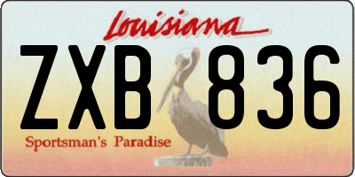 LA license plate ZXB836