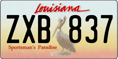 LA license plate ZXB837