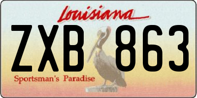 LA license plate ZXB863