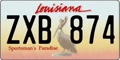 LA license plate ZXB874