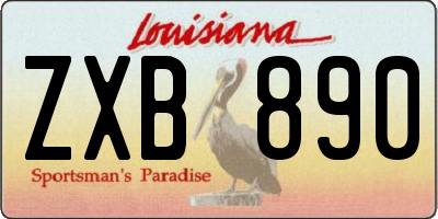LA license plate ZXB890