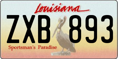 LA license plate ZXB893