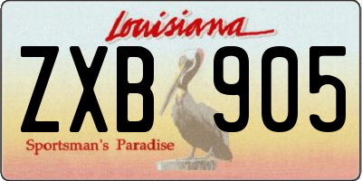 LA license plate ZXB905