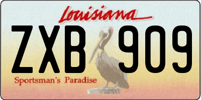 LA license plate ZXB909