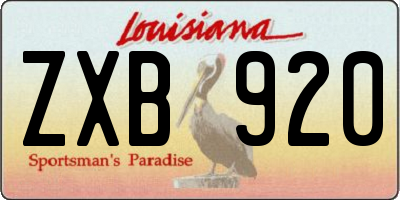 LA license plate ZXB920