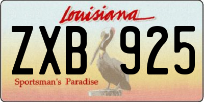 LA license plate ZXB925